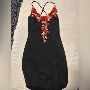 BOGO Love! Rose embroidery little black dress